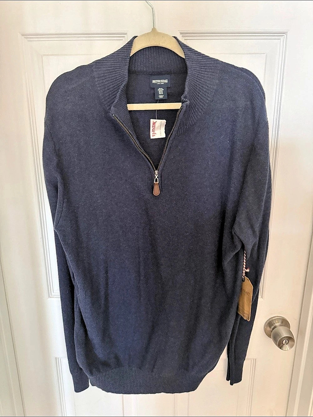 British Khaki Men's Quarter-Zip Sweater Blue Size XL NWT